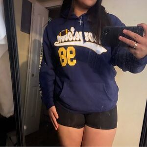 Navy Blue Hoodie with Yellow Accents